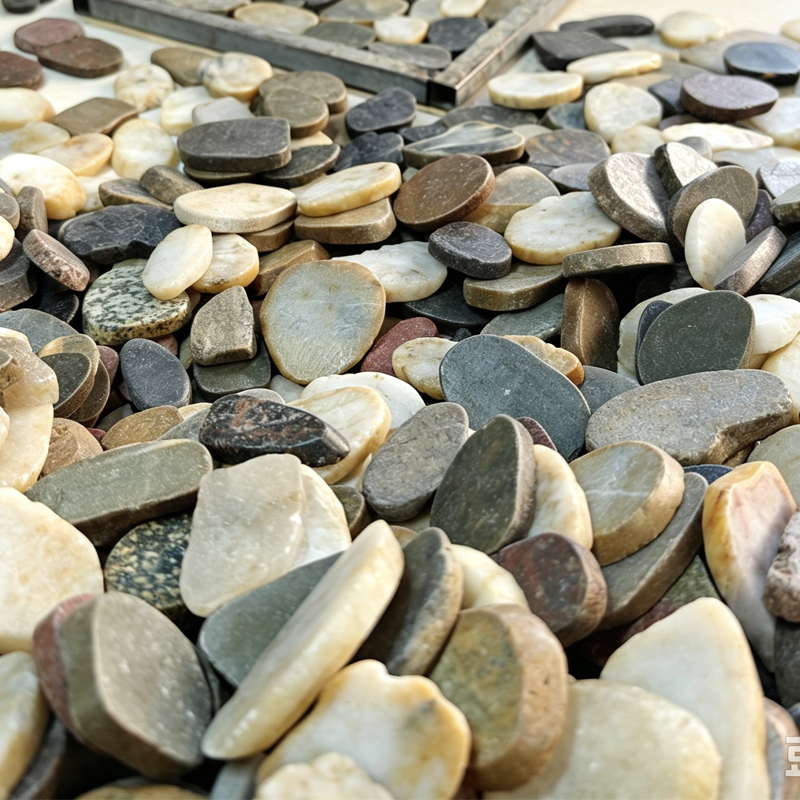 Glossy Polished Pebble Slices Natural Stone Chips Indoor Outdoor Landscape Ornament