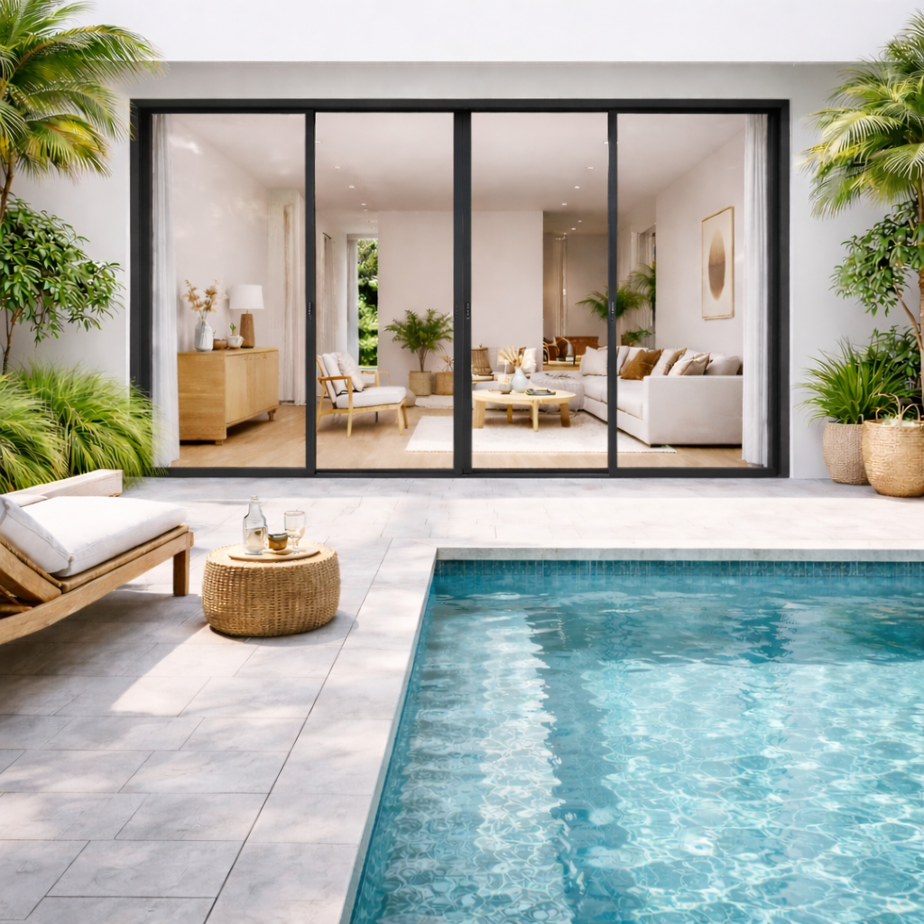65 Series Narrow Frame Aluminum Glass Sliding Door