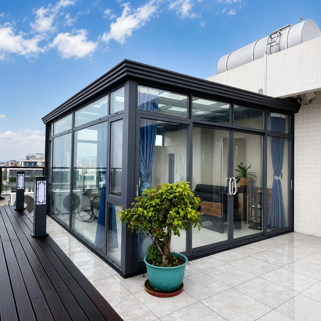110 Quick-Assembly Aluminum Gable Roof Sunroom