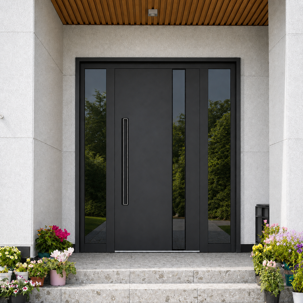 T19 smart entry door lock with 304 stainless steel inlaid front panel