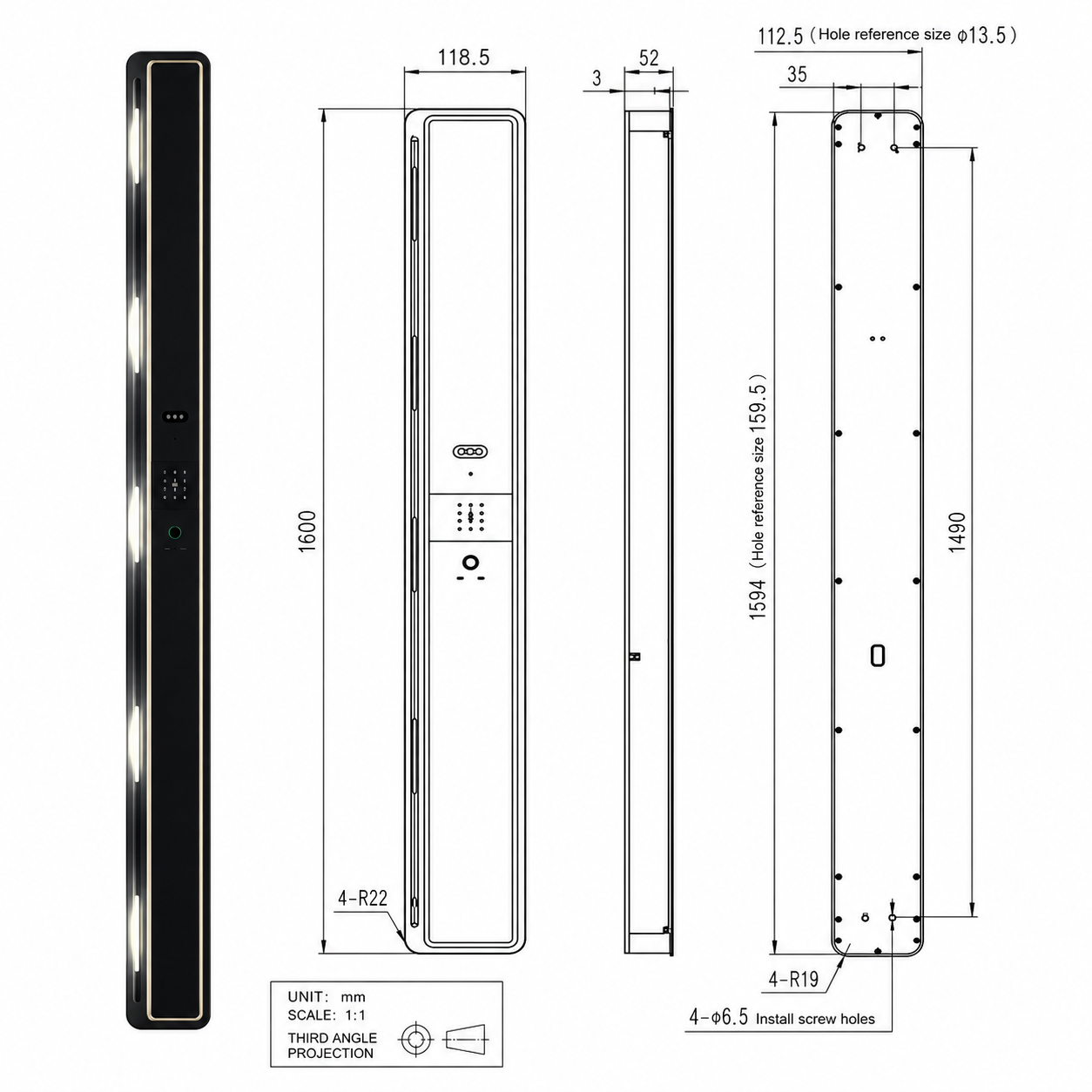 T19 smart entry door lock with 304 stainless steel inlaid front panel