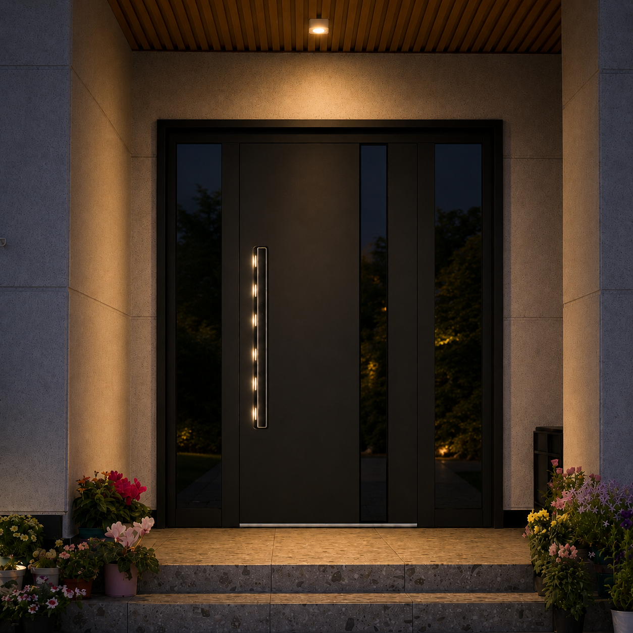 T19 smart entry door lock with 304 stainless steel inlaid front panel