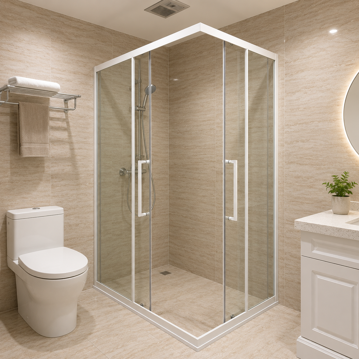 Slim Frame Sliding Glass Shower Enclosure