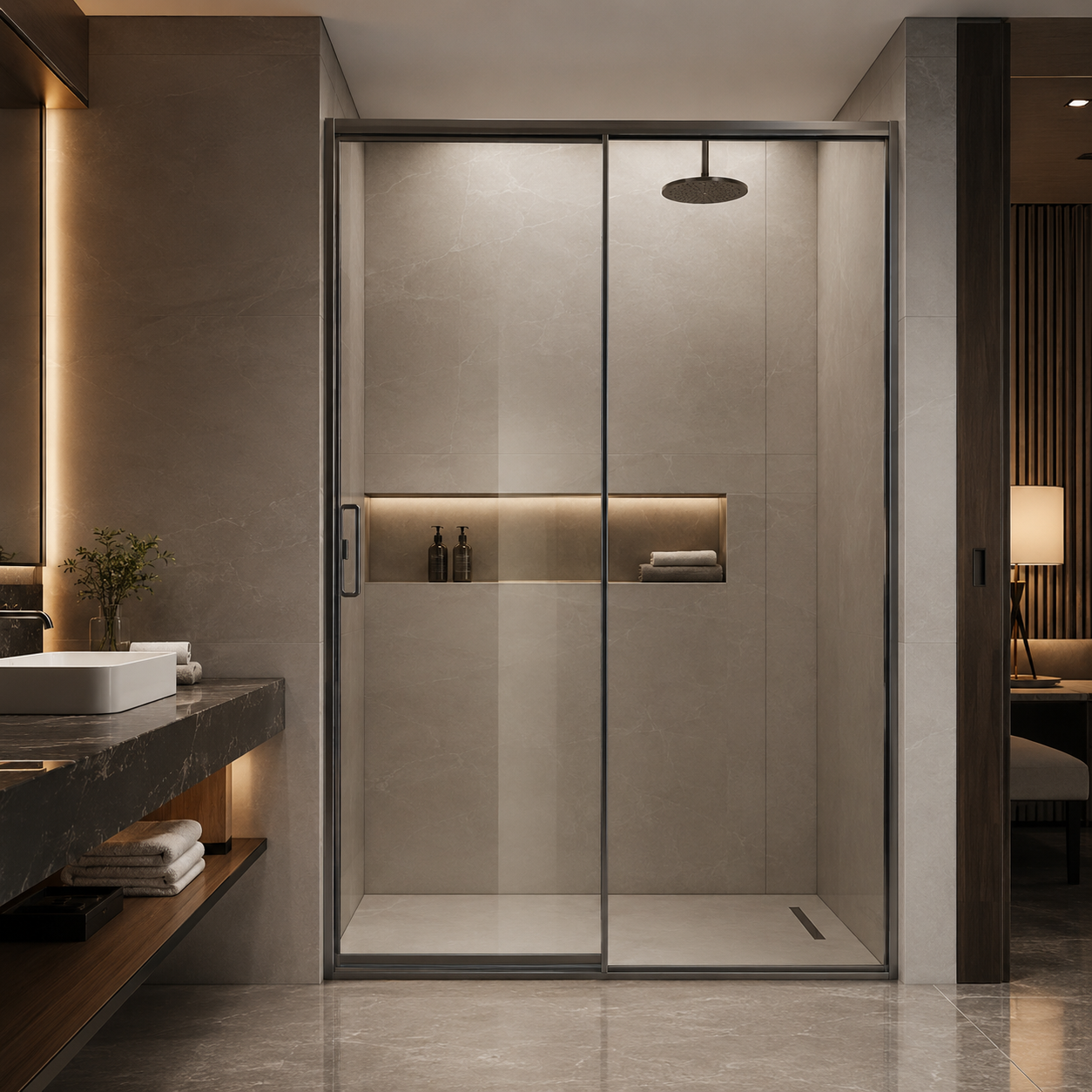 Slim Frame Sliding Glass Shower Enclosure