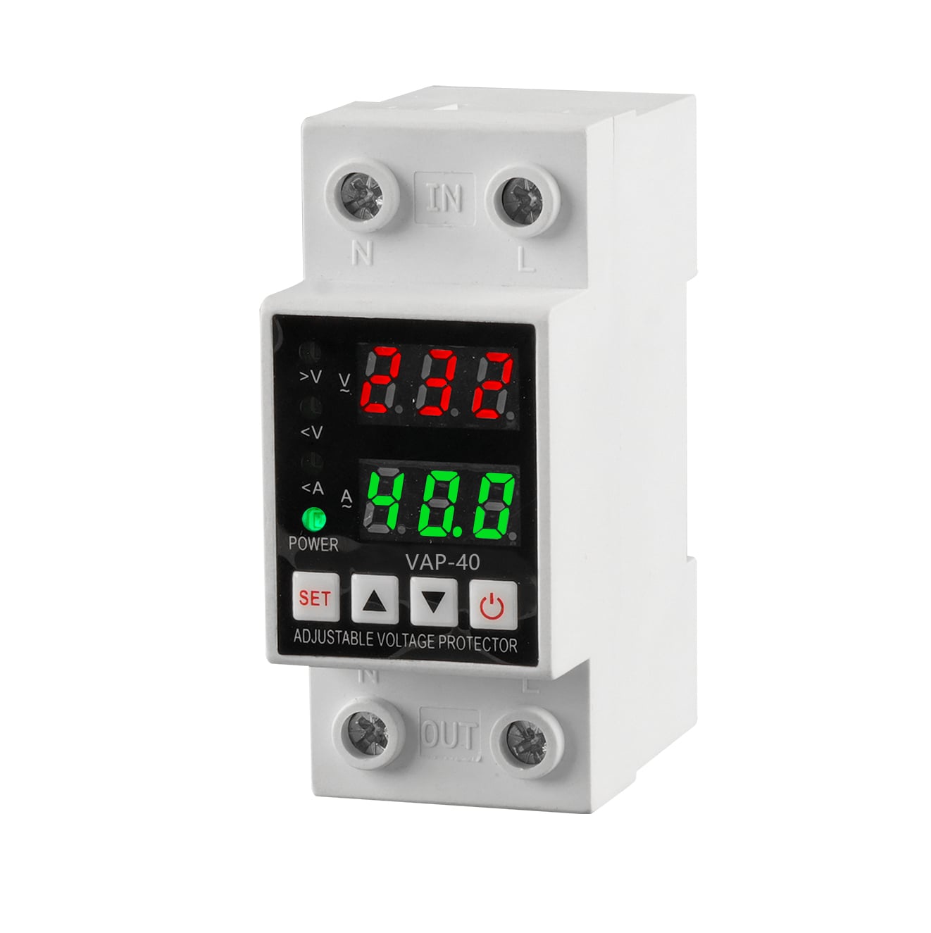 Single-phase Industrial Over and Undervoltage Protector 220V AC Electronic Overload Protection Made of PC for SVC Use