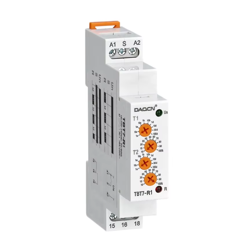 DAQCN Asymmetric Cycler Time Relay TBT7-R1 Din Rail Delay 24-240V Electronic Relay on Time Timer 