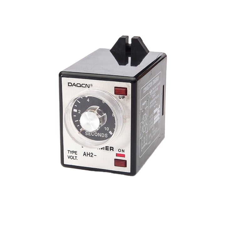 AH2-N Timer 5A – 16 Ranges 1s-24h, Panel Mount 
