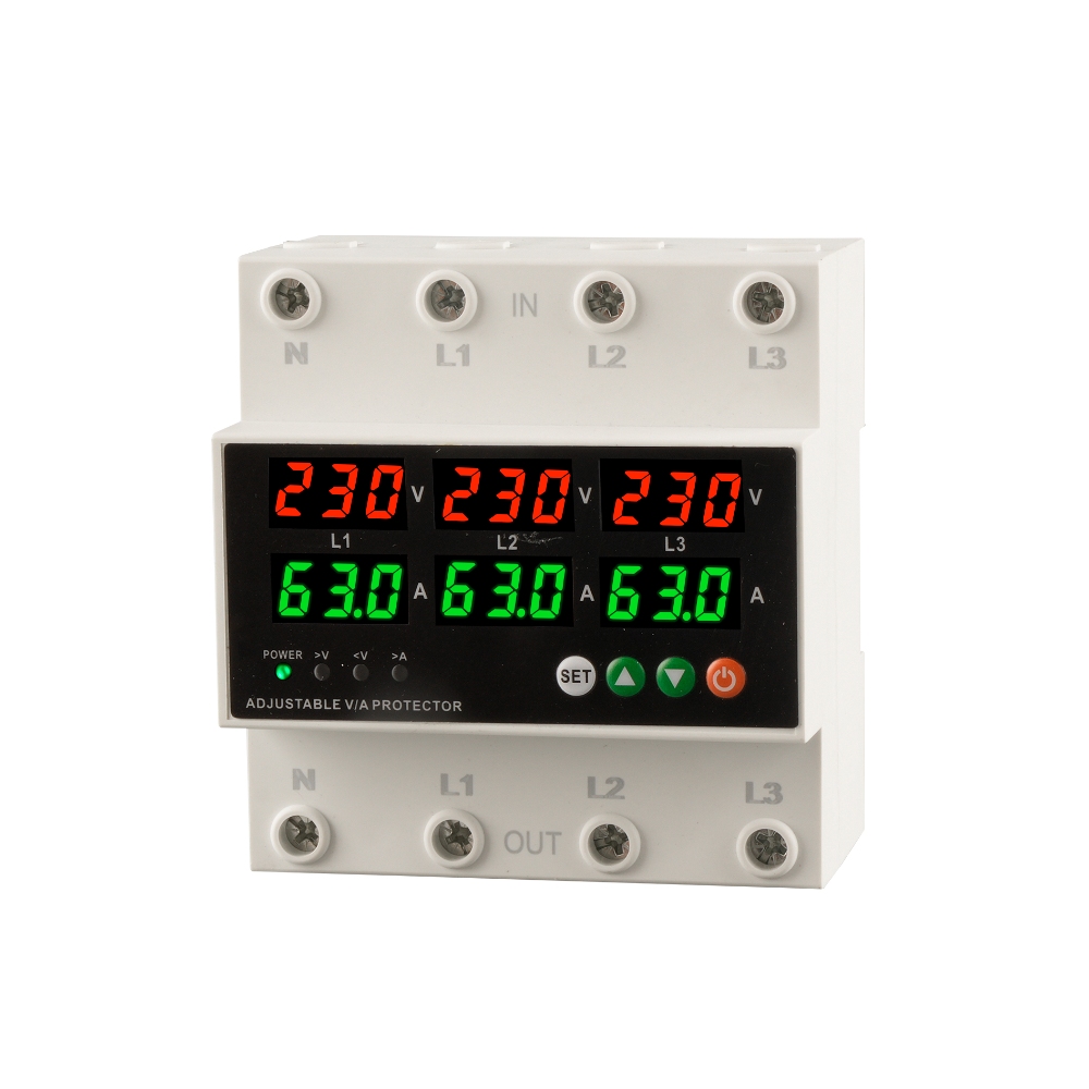 Electric Power Protector Digital Adjustable Output AC/DC Overunder Voltage Protector Three Phase Stabilizers