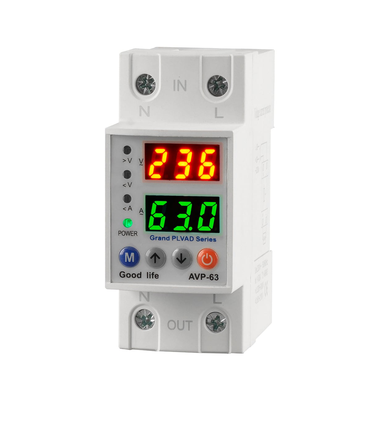 Digital Display AVR Din Rail Protection Overvoltage Overcurrent Protector 220V/230VAC 50/60Hz Din Rail Voltage