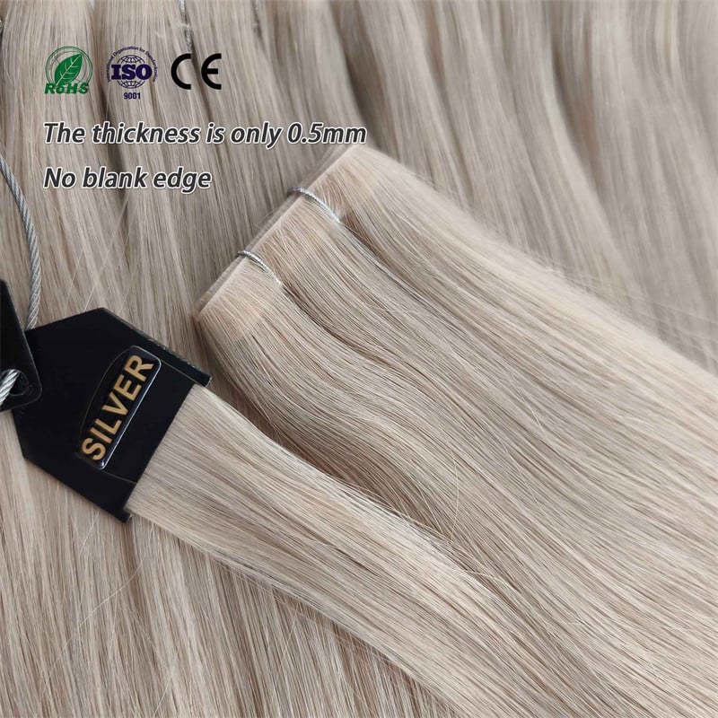 Tresse Européenne avec Injection Invisible à Ruban Rémy Cheveux Humains Vendeurs de Cheveux Gris Extensions à Ruban Genius Ruban Insérable dans la Tresse