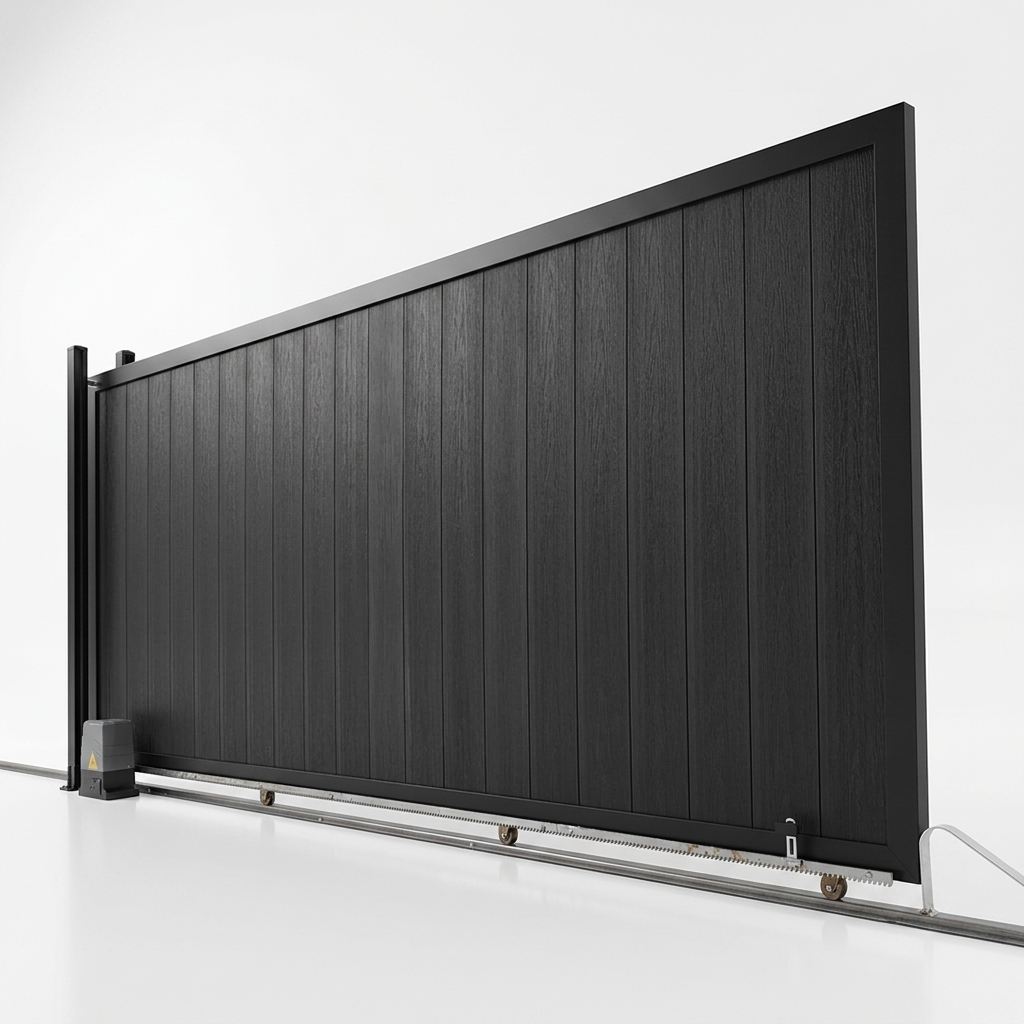 Automatic WPC Gate Series – Heavy-Duty Motorized Entry with Reinforced Aluminum Frame