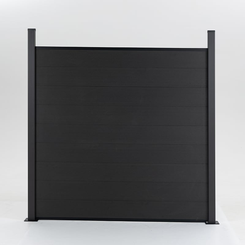 WPC Fence – Flat Grain Modern Privacy Fence Panel (Black)