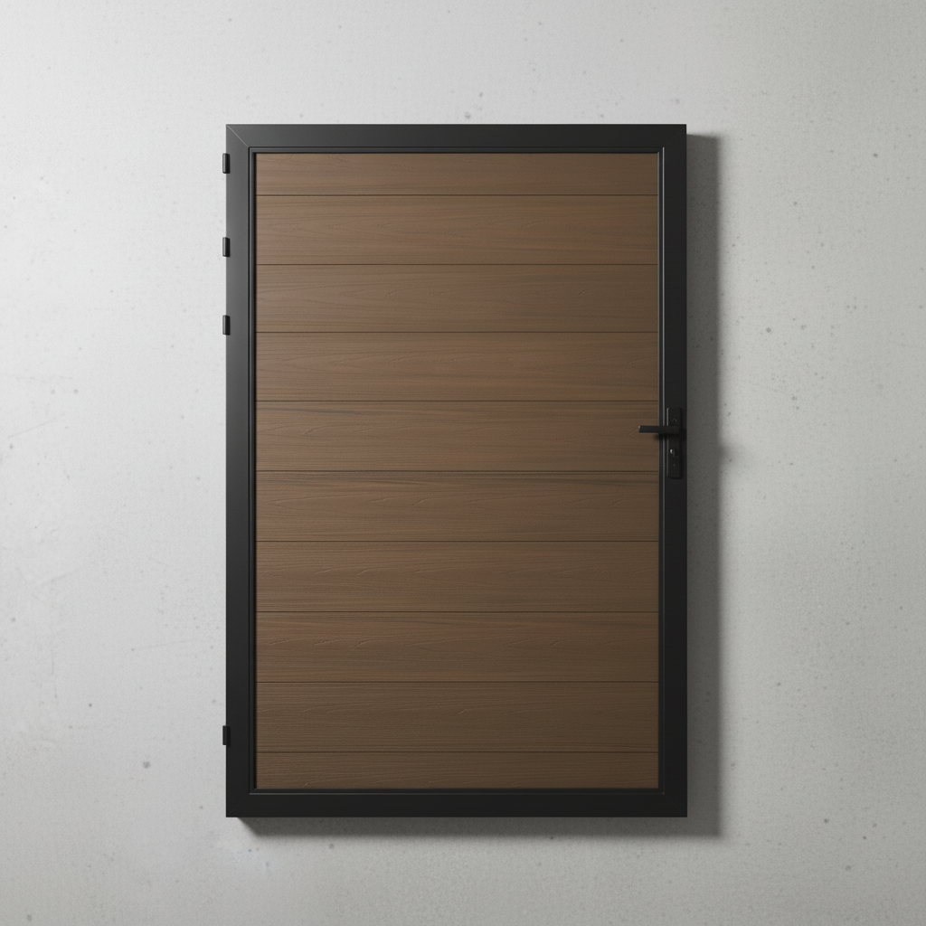 WPC Single Gate – Walnut Durable 6ft H Composite Entry Gate with Aluminum Posts