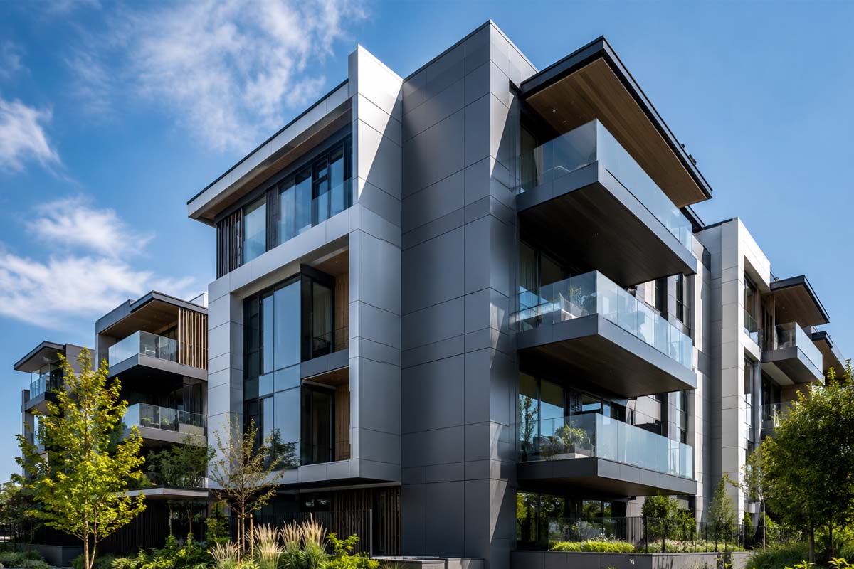 图1： PURFUL aluminum cone core composite panel applied to a high-end residential facade.1.jpg
