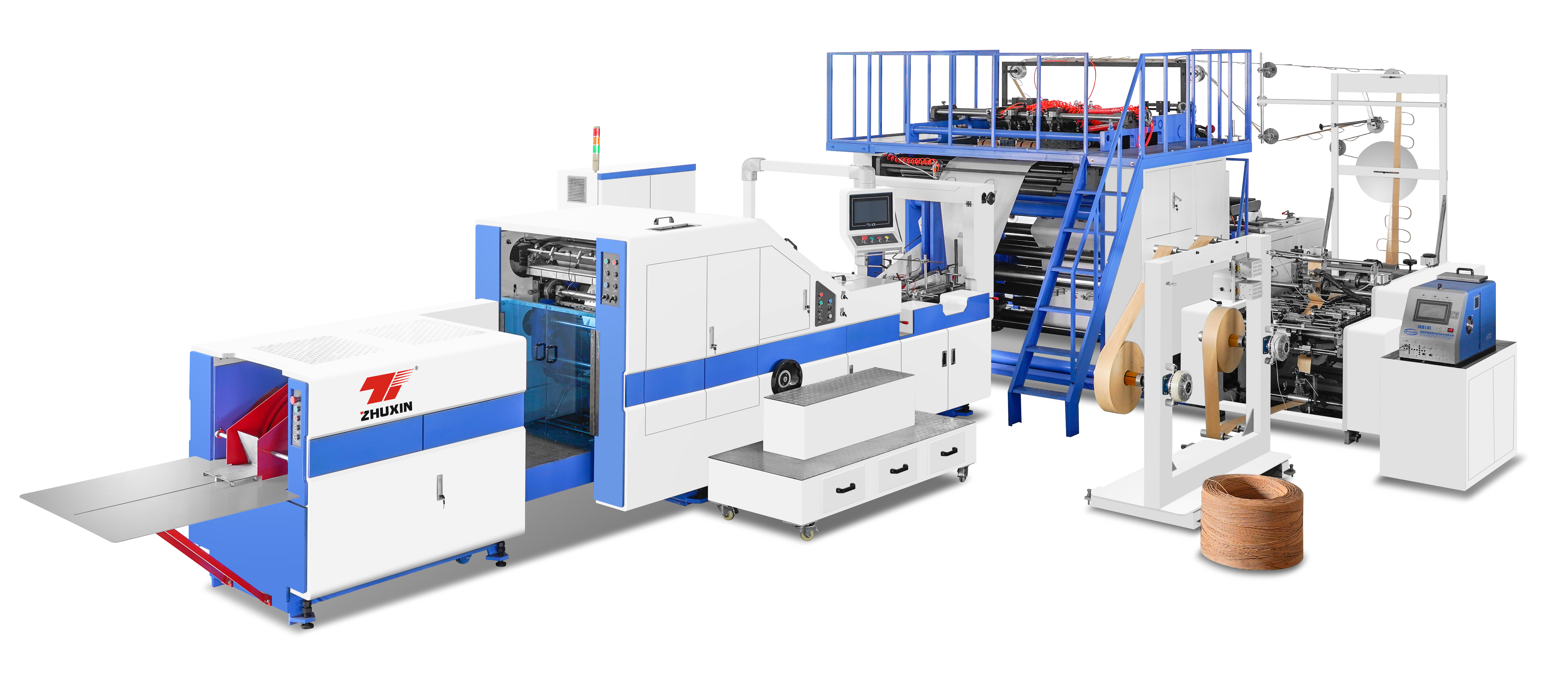 FULL-AUTOMATISCHE MASCHINE FÜR QUADRATISCHEN PAPIERSACK MIT INTEGRIERTER GRIFFBEFESTIGUNG