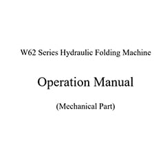 W62Y hydraulic pan brake machine Operating Manual