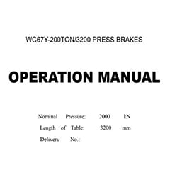 WC67Y Hydraulic press brake Operating Manual