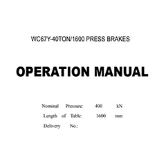Press Brake Instruction Manual (40T1600)