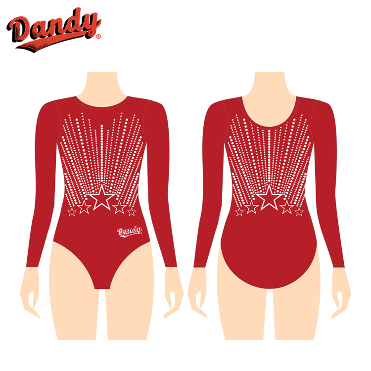 Shiny Custom Gymnastics Leotard with Gold Rhinestone Laser Sleeves Perfect for Any Routine