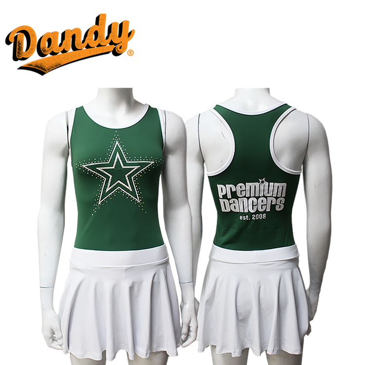 2026 New Season Design Fast Turnaround Time Cheerleader Top and Skirt with Crystals logo