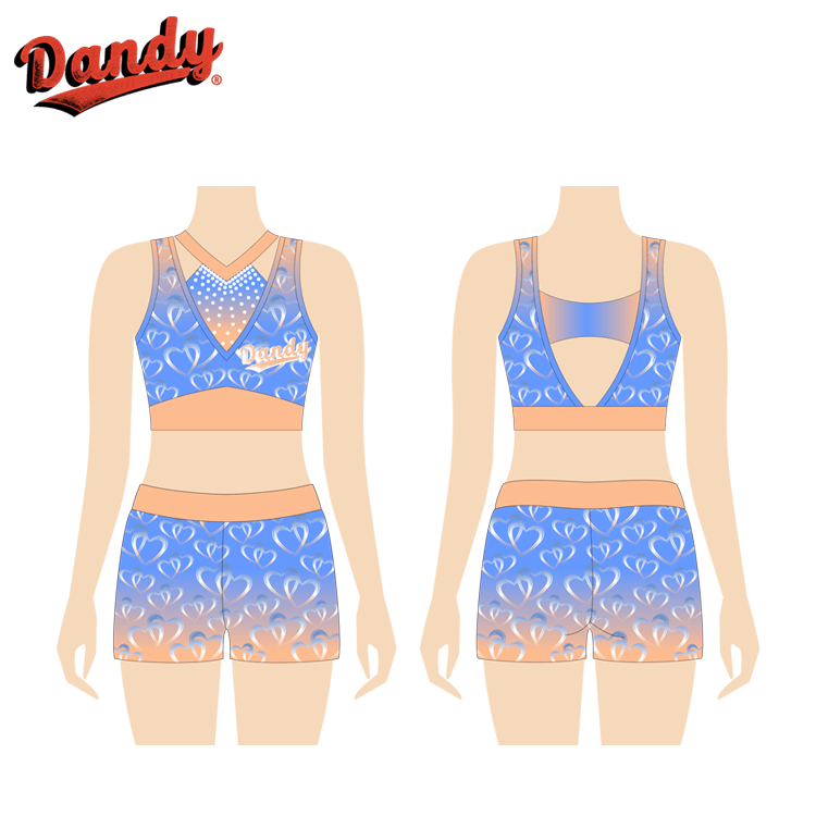 Factory Price New Practice Wear Set with Shiny Rhinestones for Cheerleading Team