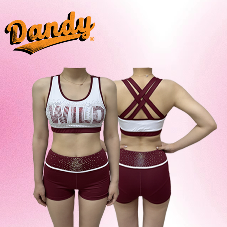 Neues Design für Cheerleading-Trainingsbekleidung mit glitzernden Strasssteinen, Unisex