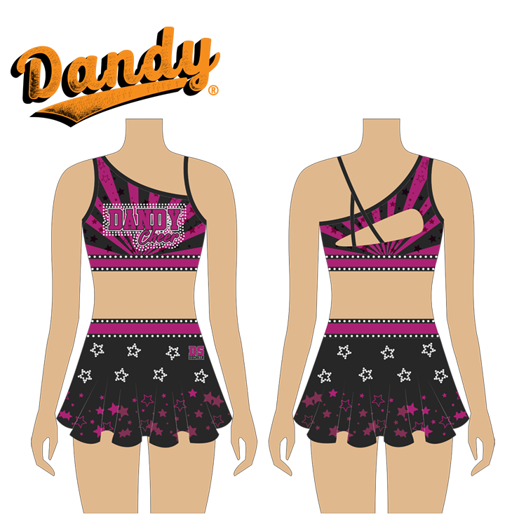 Qualité supérieure Vêtements d'entraînement pour cheerleading en crop top et jupe, faible quantité minimum avec strass colorés