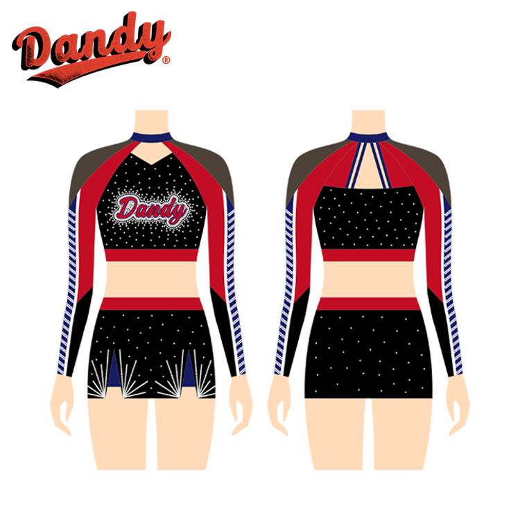 Fabrikpreis maßgeschneidertes Cheerleading-Trikot – Glänzender Glitter & Strasssteine im Angebot