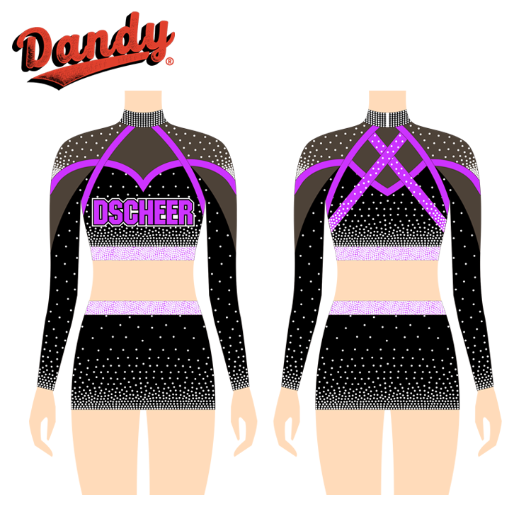 Wholesale Cheerleading Uniforms – Custom Design with Shiny Giltter and Rhinestones