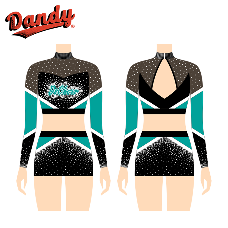 Customized Performance Cheerleading Uniforms High School Sublimated Long Sleeve Cheer Uniform