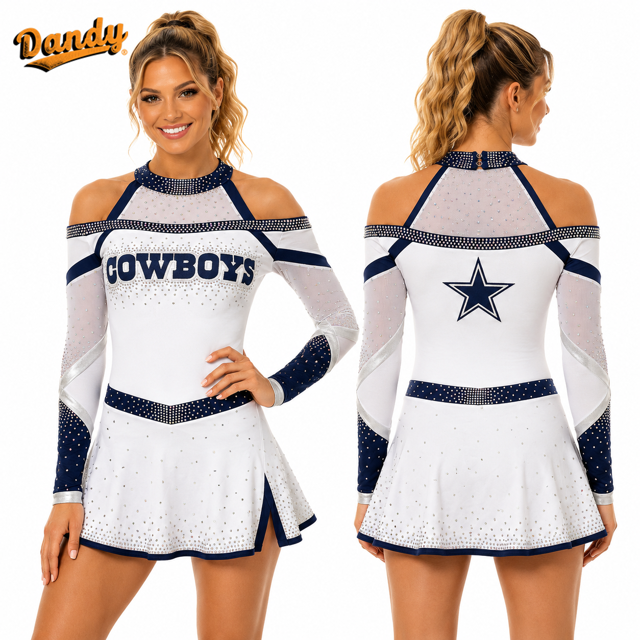 Custom Sublimation Cheerleading Uniform with Rhinestones OEM Factory
