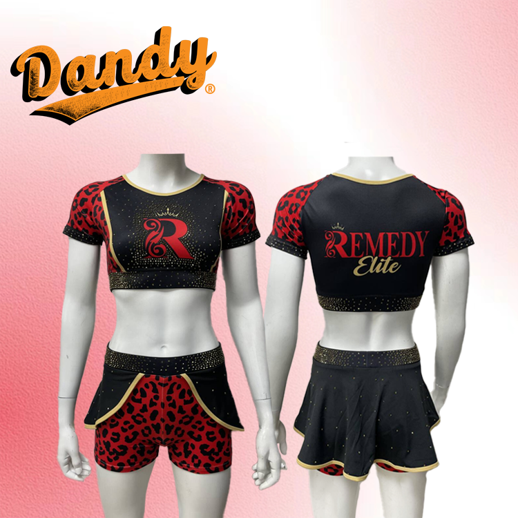 Top Quality Cheer Practice Wear Set with Rhinestones Logo 