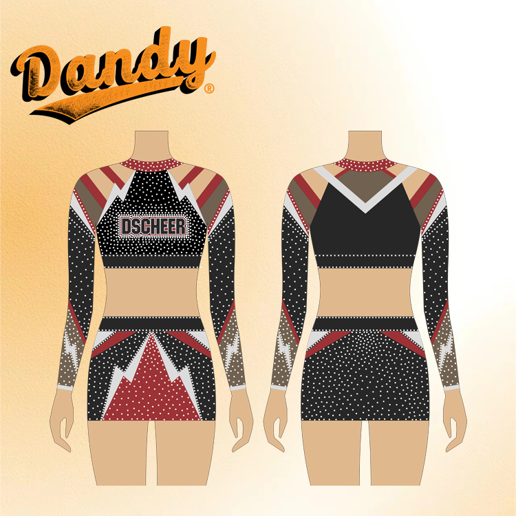Neuankömmling Damen Cheerleading-Uniformen Hochwertig Langärmelig Cheer Uniform mit Strasssteinen