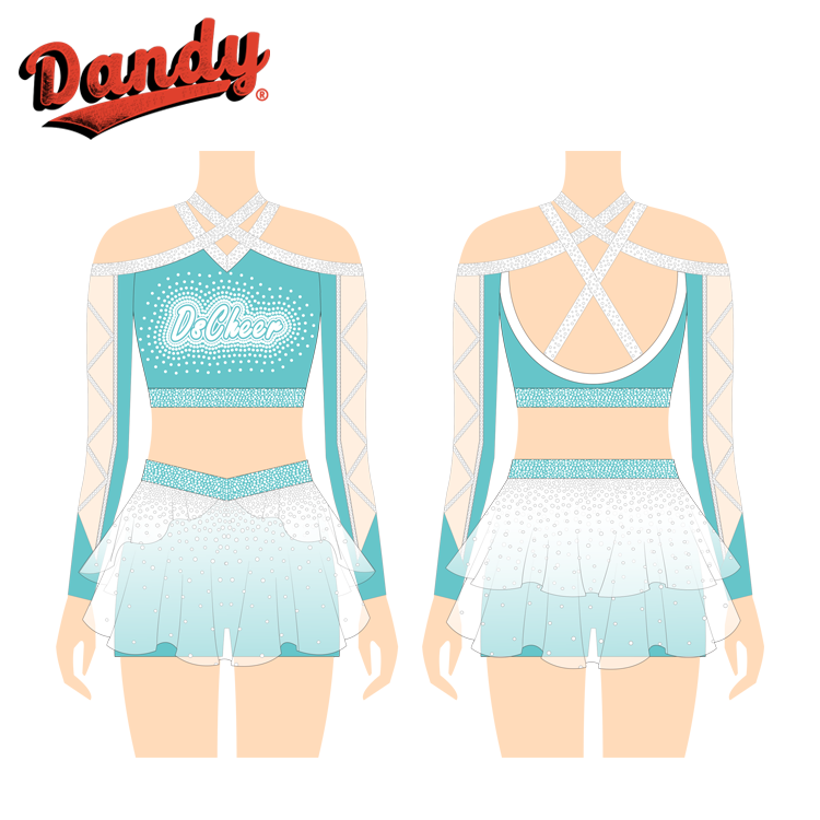 AB Rhinestone Cheerleading Outfits Custom-made for Bulk Wholesale High-quality Fabric