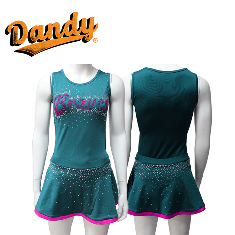 Custom Made Cheer Uniform – Girls Long Sleeve Performance Top & Skirt, Shiny Mystique Fabric, Kids & Adults