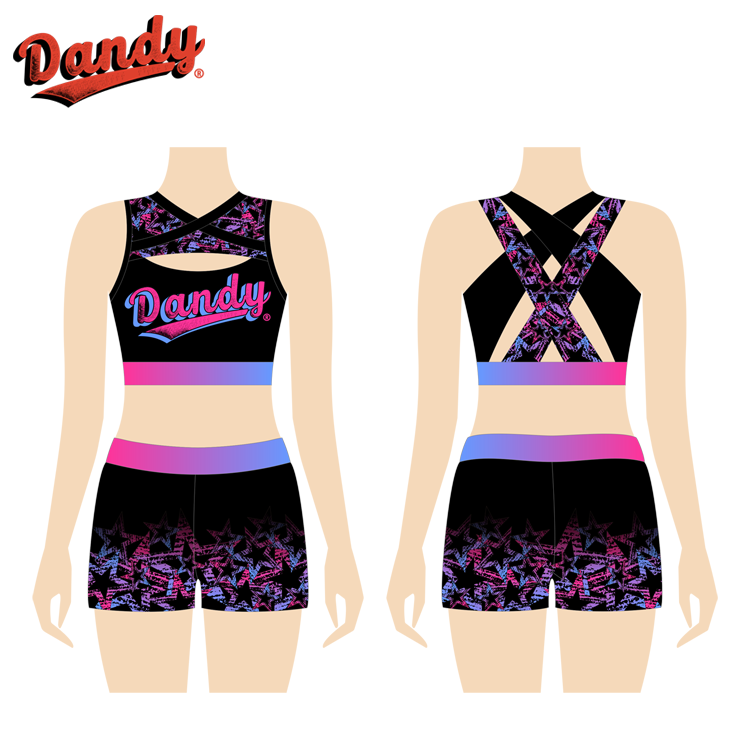 Full Sublimation Dans Cheer Træning Praksis Tøj Skræddersyet Crop Top Shorts Cheer Skørter