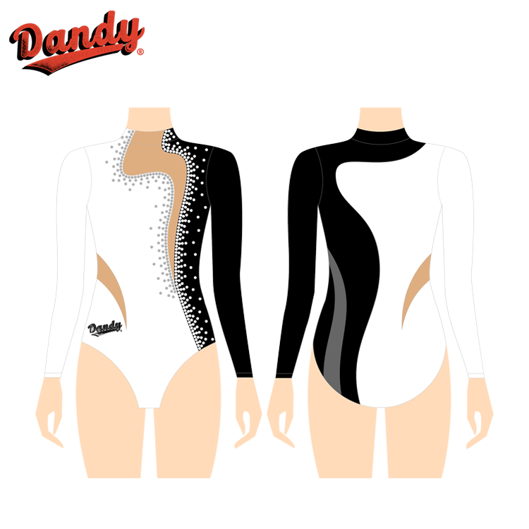 Elegant and Shiny Laser-sleeved Gymnastics Suit Facilitating Every Movement