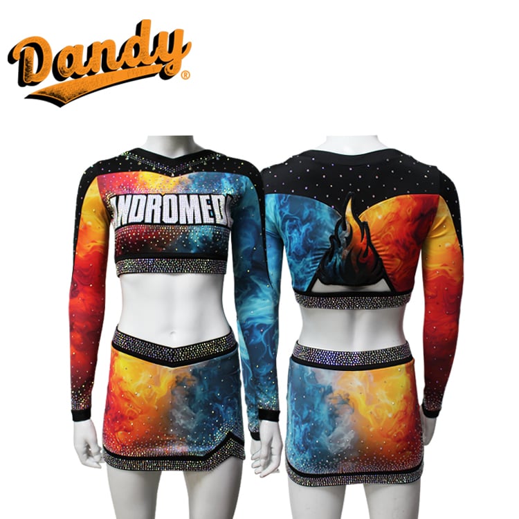 Cheer Uniforms with Sparkling Rhinestones Sequins Designs Style Sexy Girls Adult Cheerleading Practice Uniforms