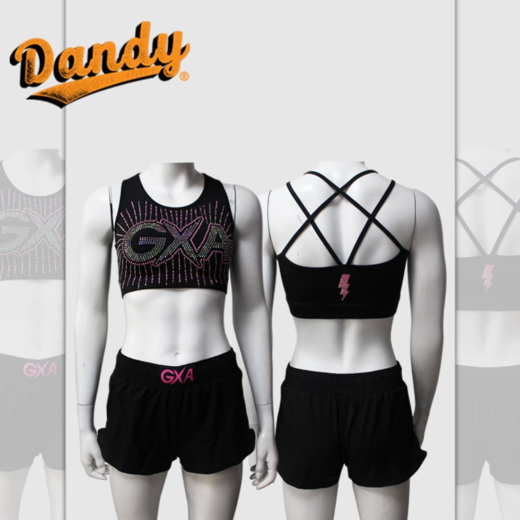 Piger tilpasset nyt design Cheer crop top og shorts varmetransfér cheerleader træningstøj