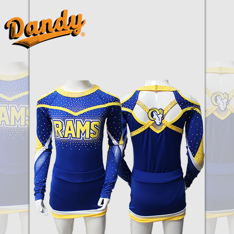Popular Style Girls Sublimation Logo Girls Cheer Uniform Rhinestone Cheerleading Uniforms for Kids Adult