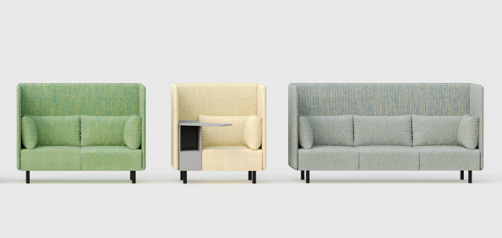 Modern 2-Seater Office Booth Seating High-Back Sofa Fabric Commercial Furniture内容插图-1.png