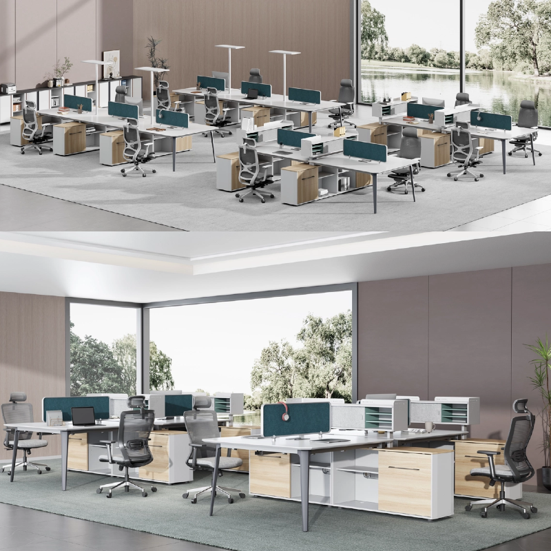 Vente de bureaux de postes de travail de conception moderne avec armoires, postes de travail et bureaux pour 2 à 6 personnes