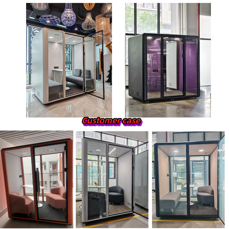 Kabin persidangan mudah alih kedap bunyi berbingkai aluminium moden