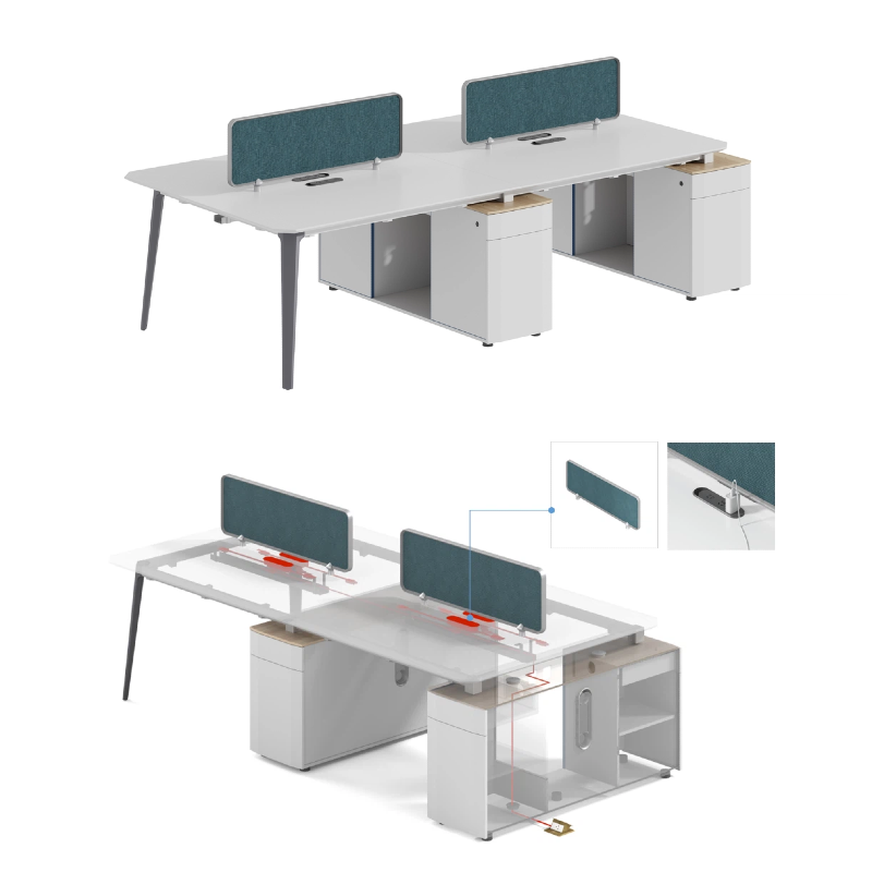 Moderne designstandardstørrelse, modulær arbejdsstationsskrivebord til 2–6 personer