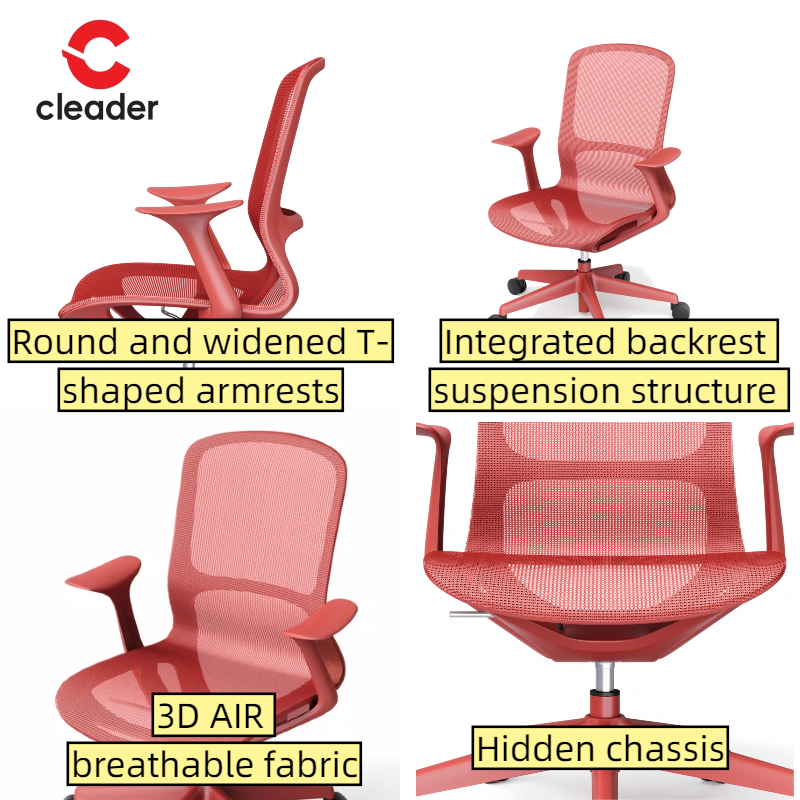 Modern mesh behagelig ergonomisk stol med fuld mesh-pude og fem-stjernet ben