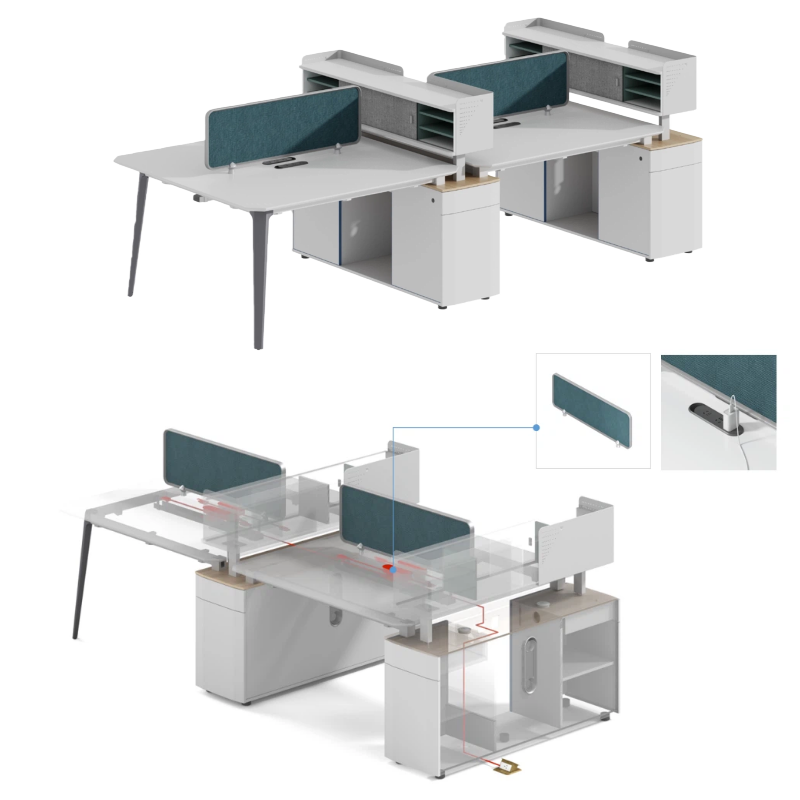 Møbelfremstillerens enkle design i træ til personalekontor, skrivebord til arbejdsstation