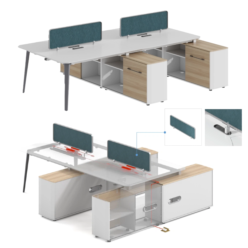 Møbelfremstillerens enkle design i træ til personalekontor, skrivebord til arbejdsstation