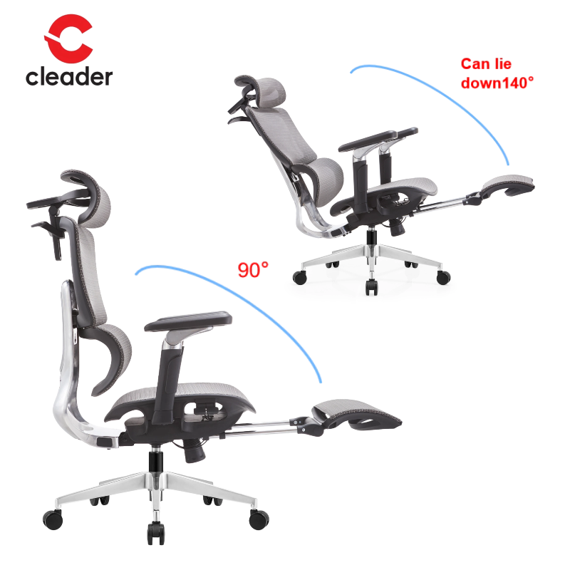 Moderne ergonomisk kontorstol, heavy-duty stol med høj ryglæn med netstof til kontor og hjem