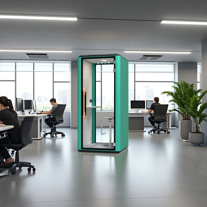 Muebles modernos para espacios de trabajo en oficina con estructura de acero insonorizada