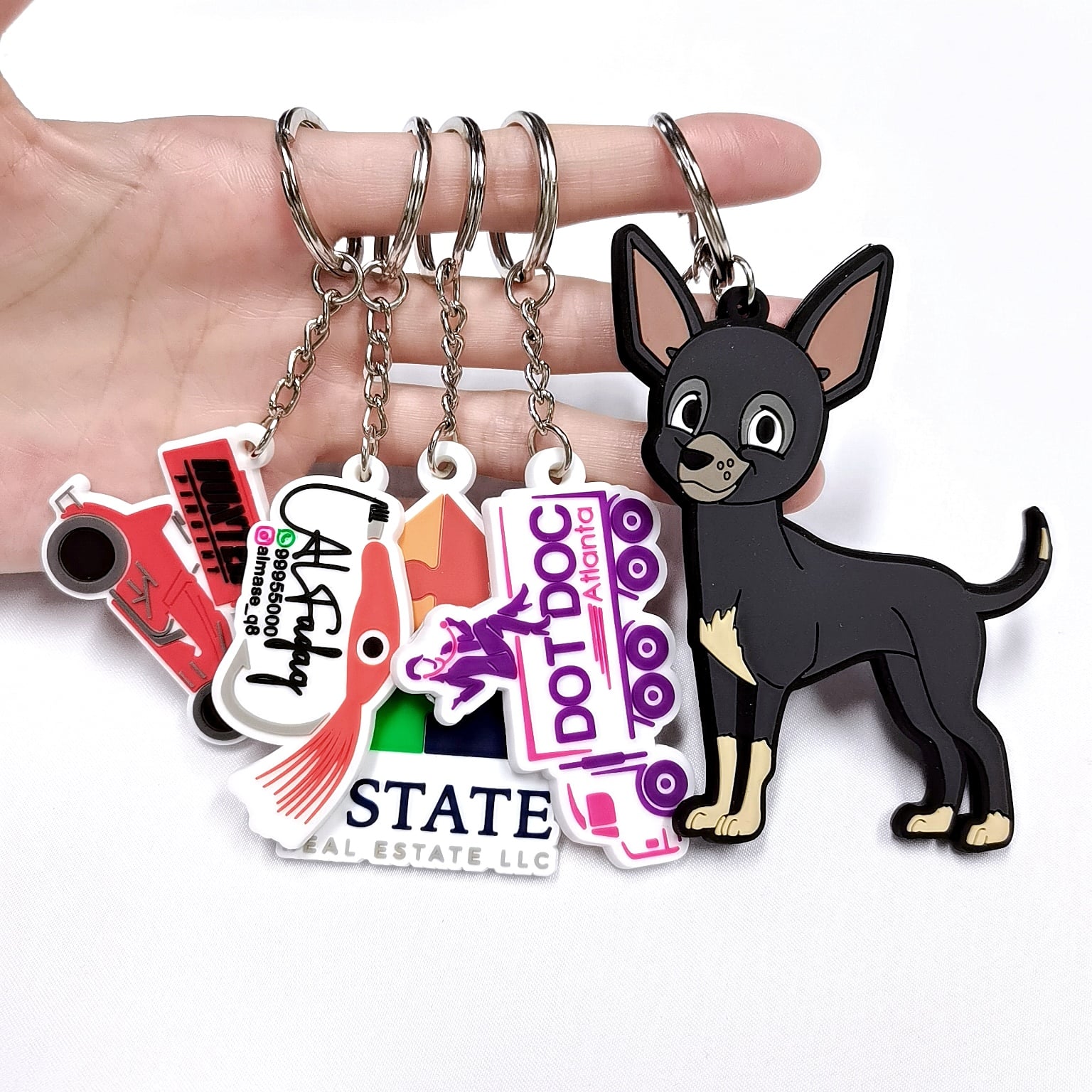 Niestandardowy Logo Wciśnięte Wygięte Gumy PVC 3D Druk Klucz Chain
